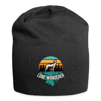 Einsamer Wanderer Camping Hiker Wolf Wandern - Jersey-Beanie - Schwarz - Vorne