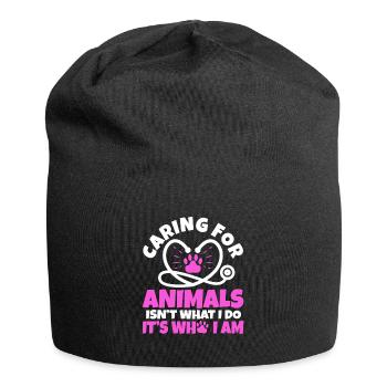 Caring for animals isn't what i do it's who i am - Jersey Beanie - black - Front