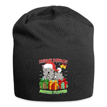 Merry Catmas Mother Fluffer Cat Owner Cats - Jersey Beanie - black - Front