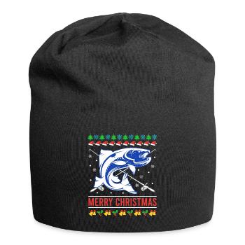 Joyeux poisson de Noël moche - Bonnet en jersey - noir - Devant