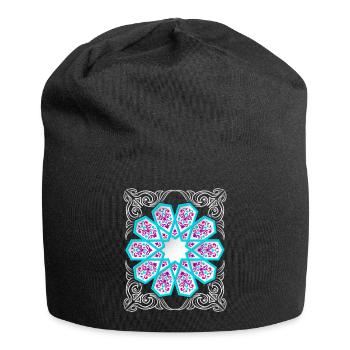 Persisches Ornament mit Silber-Dekor im 3d Stil - Jersey-Beanie - Schwarz - Vorne