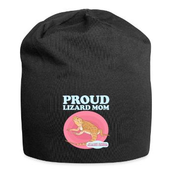 Bearded Dragon Mom Bearded Dragons Reptiles Gift - Jersey Beanie - black - Front