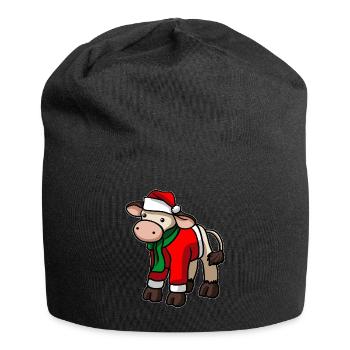 Cow Beef Christmas Hat - Jersey Beanie - black - Front