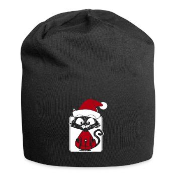Katze Weihnachtsmann - Jersey-Beanie - Schwarz - Vorne