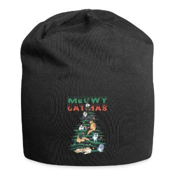 Meowy catmas Cute Christmas Kitty Cat Holiday - Jersey-Beanie - Schwarz - Vorne