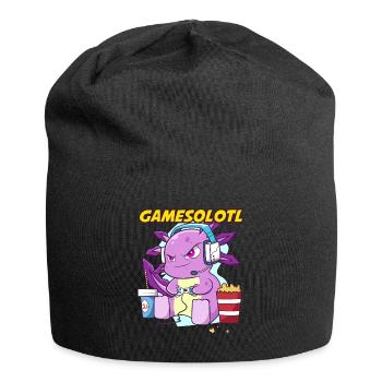Gamesolotl Axolotl als Gamer mit Headset Anime - Jersey-Beanie - Schwarz - Vorne