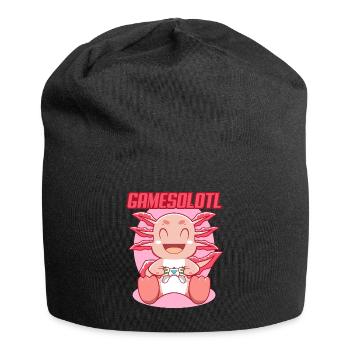 Gamesolotl Axolotl als Gamer mit Headset Anime - Jersey-Beanie - Schwarz - Vorne