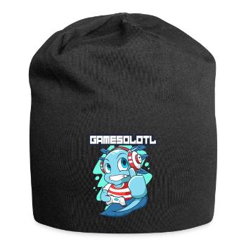 Gamesolotl Axolotl als Gamer mit Headset Anime - Jersey-Beanie - Schwarz - Vorne