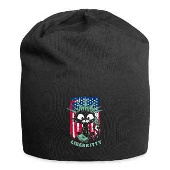 Katze Freiheitsstatue Liberkitty - Jersey-Beanie - Schwarz - Vorne