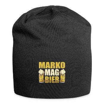 Marko mag Bier Name Geburtstag - Jersey-Beanie - Schwarz - Vorne