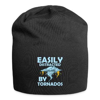 Easily Distracted By Tornados Meteorologist Storm - Jersey Beanie - black - Front