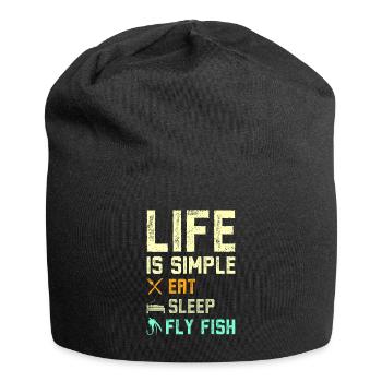 La vie est simple manger du poisson mouche de sommeil - Bonnet en jersey - noir - Devant