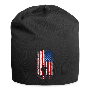 Usa American flag 4th of july fly fishing - Jersey Beanie - black - Front