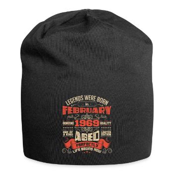 Legenden wurden im Februar 2025 geboren | Geschenk - Jersey-Beanie - Schwarz - Vorne
