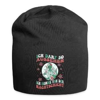 Ich Darf So Aussehen Ich Hatte Nachtdienst - Jersey-Beanie - Schwarz - Vorne