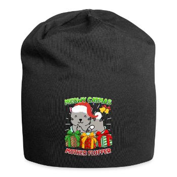Merry Catmas Mother Fluffer Cat Owner Cats - Jersey Beanie - black - Front