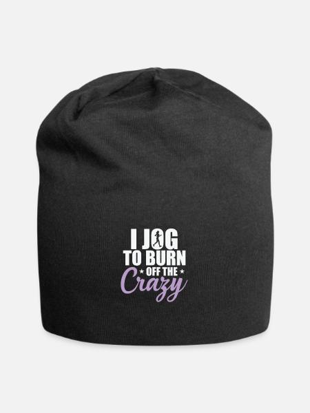 I Jog to burn off the Crazy Jogging Running - Jersey Beanie - black
