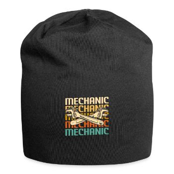 Retro Vintage Classic Mechanic Mechanical - Jersey Beanie - black - Front