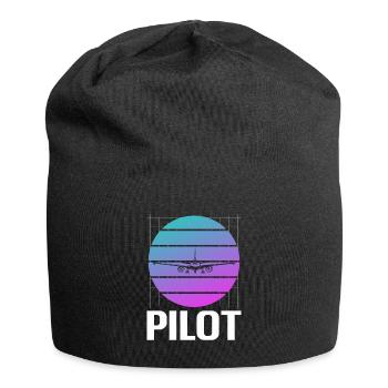 Retro Vintage Classic Pilot Aviation - Jersey Beanie - black - Front