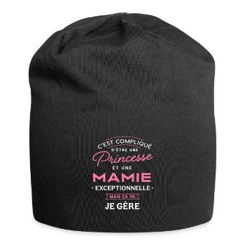Princesse et mamie exceptionnelle je gère cadeau - Bonnet en jersey - noir - Devant