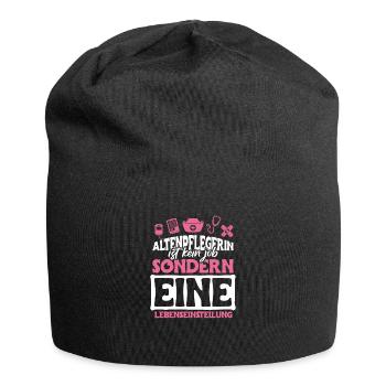 Altenpflegerin ist eine Lebenseinstellung - Jersey-Beanie - Schwarz - Vorne