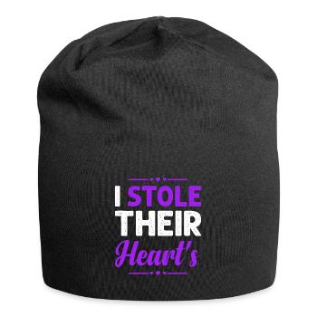 Ich Habe Ihr Herz Gestohlen Adoptionstag - Jersey-Beanie - Schwarz - Vorne