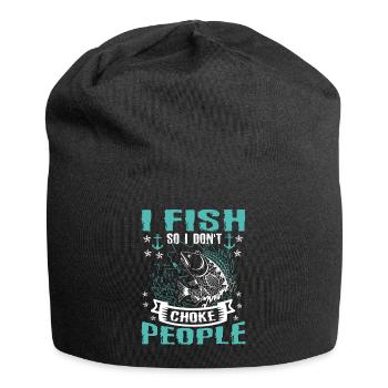 Je pêche donc je n’ai pas de drôle - Bonnet en jersey - noir - Devant