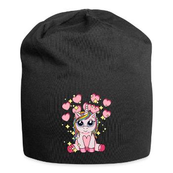 herzliches Einhorn Fabeltier Kinder Sternenstaub - Jersey-Beanie - Schwarz - Vorne