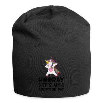 Hooray, today is my adoption day - Jersey Beanie - black - Front