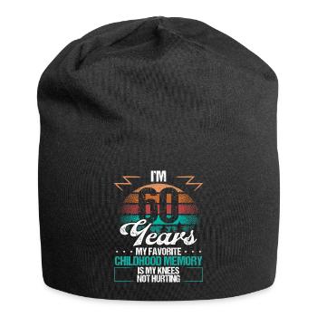 60 Year Old Knee Injury Humor Funny Birthday Idea - Jersey Beanie - black - Front