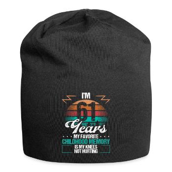 61 Year Old Knee Injury Humor Funny Birthday Idea - Jersey-Beanie - Schwarz - Vorne