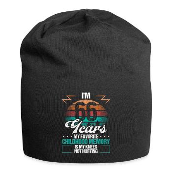 66 Year Old Knee Injury Humor Funny Birthday Idea - Jersey-Beanie - Schwarz - Vorne