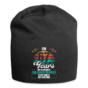 67 Year Old Knee Injury Humor Funny Birthday Idea - Jersey-Beanie - Schwarz - Vorne