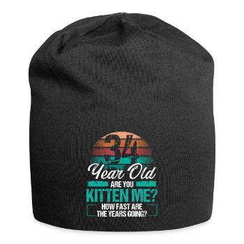 34 Year Old Funny Cat Owner Birthday Idea Kitten - Jersey-Beanie - Schwarz - Vorne