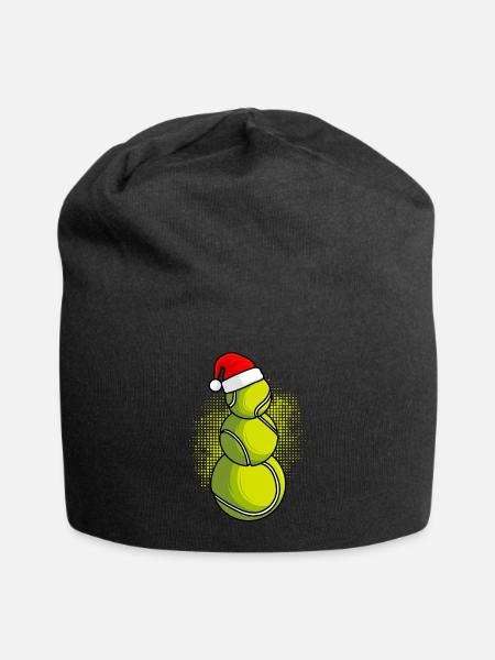 Tennisball Tennisspieler Schneemann Weihnachten - Jersey-Beanie - Schwarz