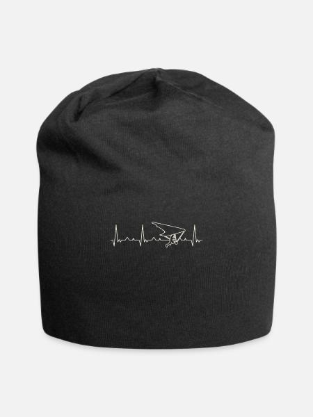 Drachenfliegen. Herz. Liebe. Ekg. Impuls. - Jersey-Beanie - Schwarz