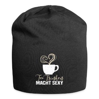 Lustiges gemütlich Bio Tee Trinker Spruch design - Jersey-Beanie - Schwarz - Vorne