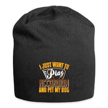 Je veux juste jouer de l’accordéon et caresser mon chien - Bonnet en jersey - noir - Devant