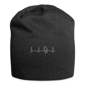 Headphones Retro. Heart. Love. EKG. Pulse. Beat. - Jersey Beanie - black - Front