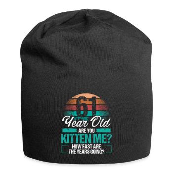 61 Year Old Funny Cat Owner Birthday Idea Kitten - Jersey-Beanie - Schwarz - Vorne