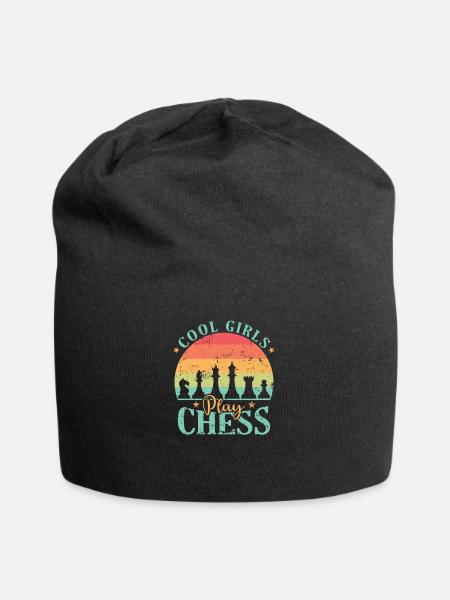 Les filles cool jouent à Chess Chess Casse-tête - Bonnet en jersey - noir