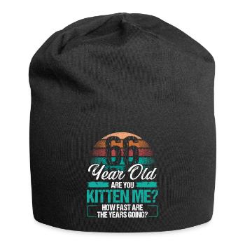 66 Year Old Funny Cat Owner Birthday Idea Kitten - Jersey-Beanie - Schwarz - Vorne