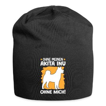 Ohne meinen Akita Inu ohne mich japanischer Spitz - Jersey-Beanie - Schwarz - Vorne