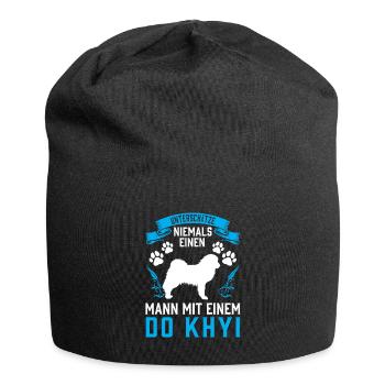 Mann mit Do Khyi Tibetmastiff Tibetdogge - Jersey-Beanie - Schwarz - Vorne