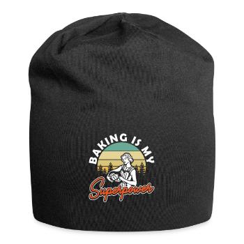 Retro Baking is My Superpower Backen - Jersey Beanie - black - Front