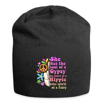 Hippie Peace Groovy Flowerpower Boho Woodstock - Bonnet en jersey - noir - Devant