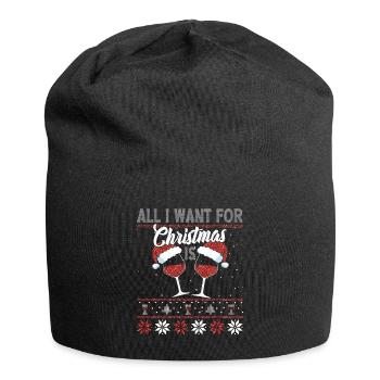 All I need for Christmas is WINE - Jersey Beanie - black - Front