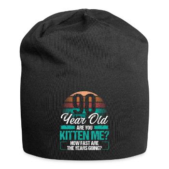 90 Year Old Funny Cat Owner Birthday Idea Kitten - Jersey-Beanie - Schwarz - Vorne
