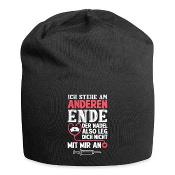 Ich stehe am anderen Ende Nadel Krankenschwester - Jersey-Beanie - Schwarz - Vorne