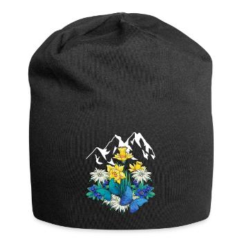 Autriche Tyrol printemps Nature Alm Gentiane Fleurs - Bonnet en jersey - noir - Devant